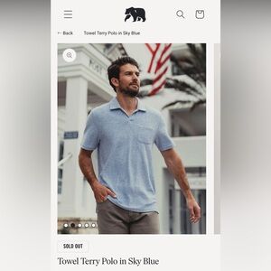 Sky Blue Towel Terry Polo Shirt